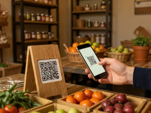 QR code scann&eacute; dans la boutique de la ferme