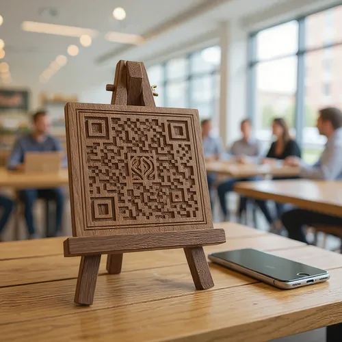 QR code décoratif présenté dans une agence d'assurance