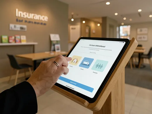 Tablette tactile d'accueil dans une agence d'assurance