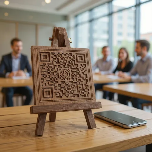 QR code décoratif présenté dans un bureau d'entreprise
