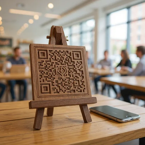 QR code décoratif présenté dans un espace e-commerce