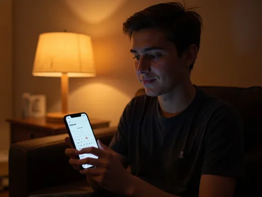 Jeune s'informant sur un &eacute;tablissement depuis son smartphone