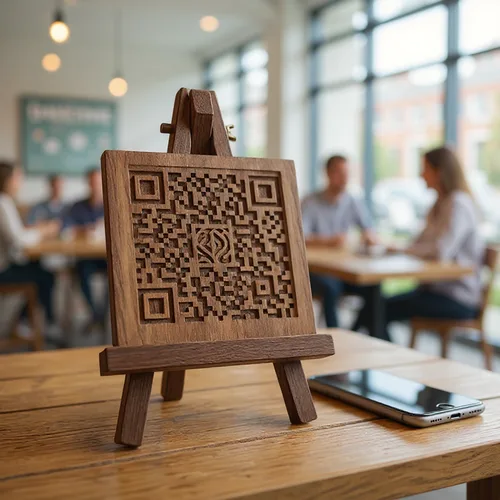 Decorative QR code displayed in a real estate agency