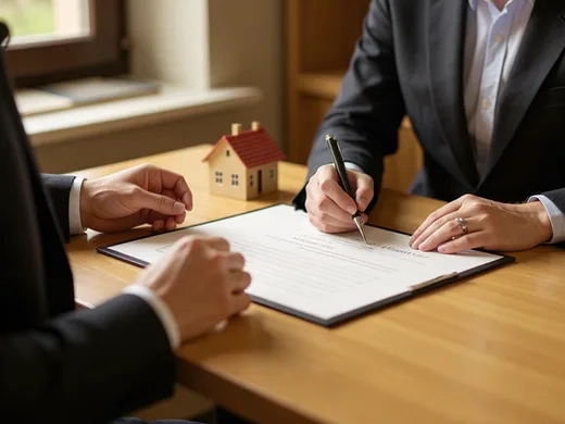 Signature d'une vente immobili&egrave;re chez le notaire