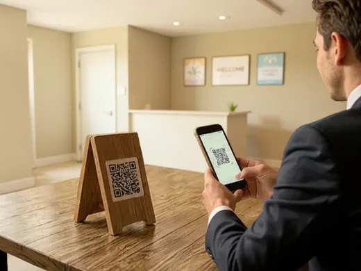 QR code scann&eacute; &agrave; l'accueil de la structure
