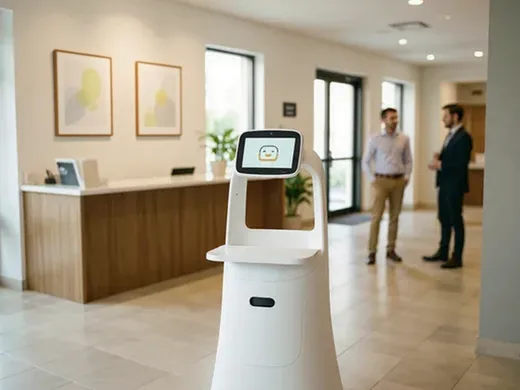 안내 로봇 g&eacute;n&eacute;rique dans un hall d'&eacute;tablissement