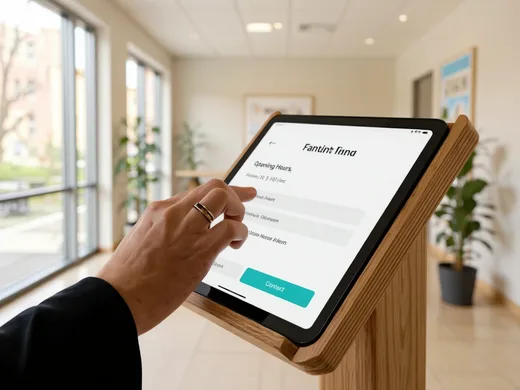Tablette tactile d'informations pratiques &agrave; l'accueil