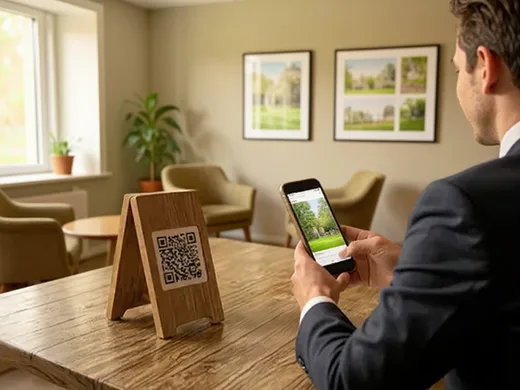 QR code scann&eacute; &agrave; l'accueil de la r&eacute;sidence