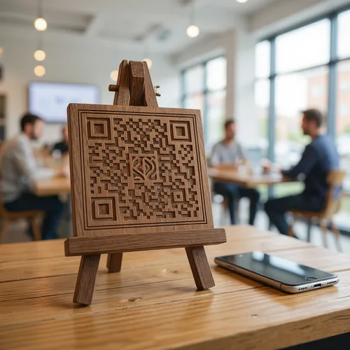 QR code décoratif présenté dans un studio web