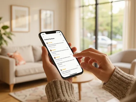 Lecture d'avis clients avec &eacute;toiles sur smartphone